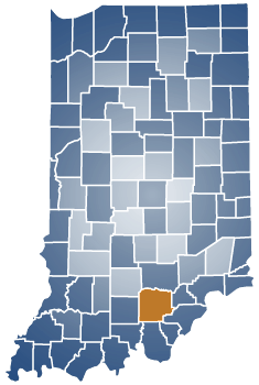 Washington county highlighted in Indiana