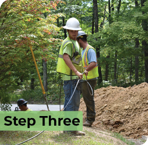 Fiber Installers laying fiber lines. Step Three. Fiber Installers laying fiber lines. Step Three.